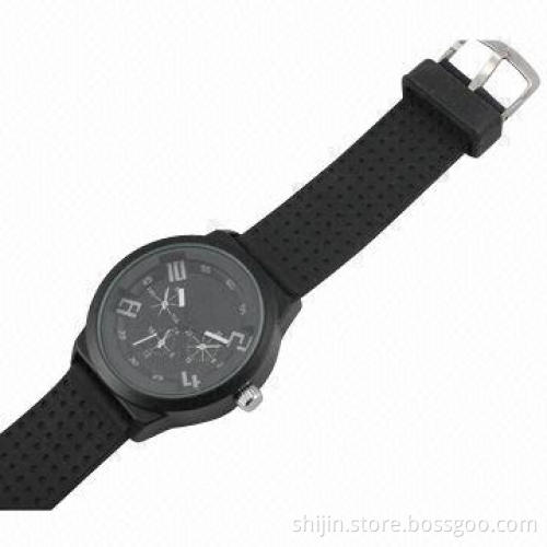 Vogue Alloy Quartz Watch with Silicone Band for Men